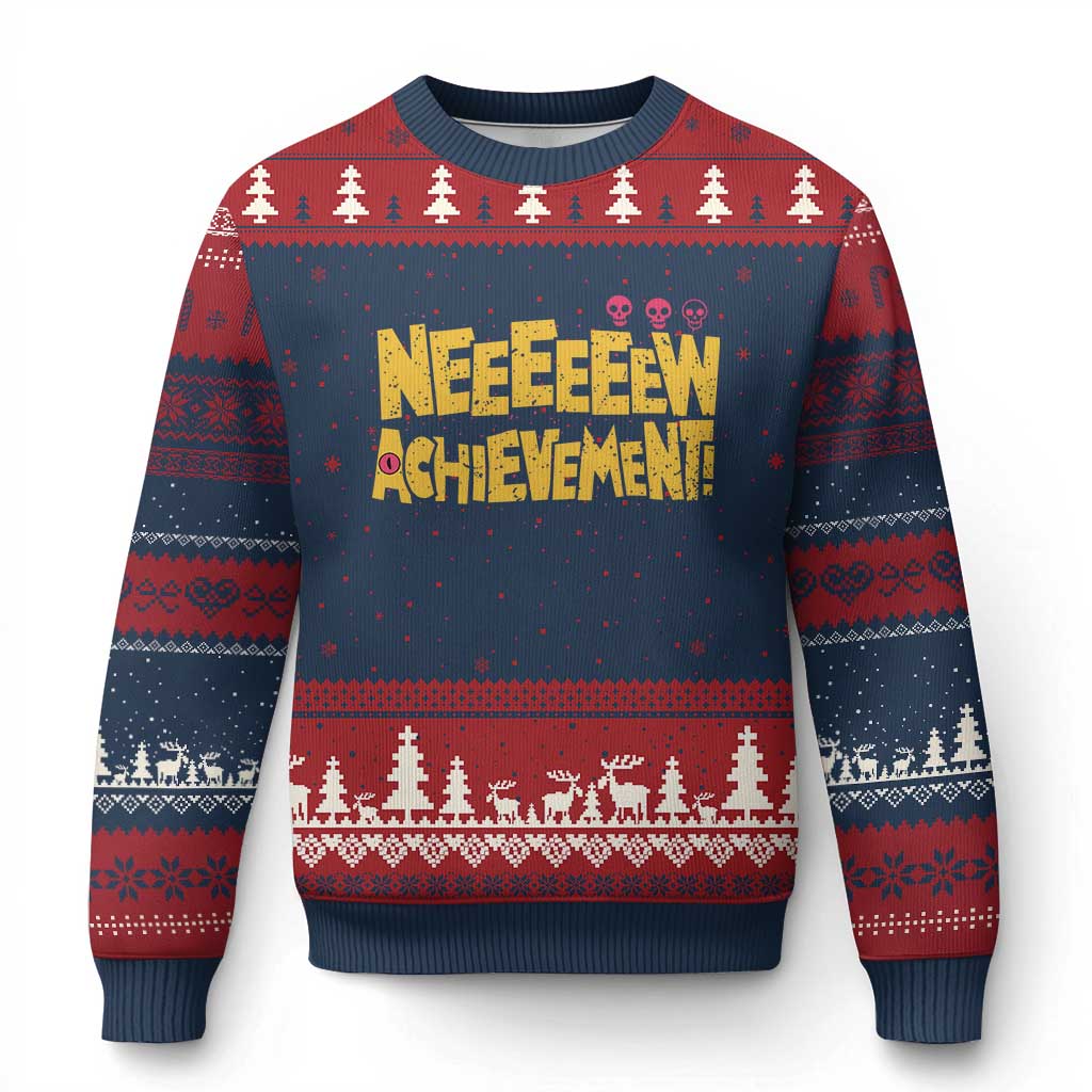 New Achievement Ugly Christmas Sweater Funny Sci-Fi Book Lover TS14 Navy Red Print Your Wear