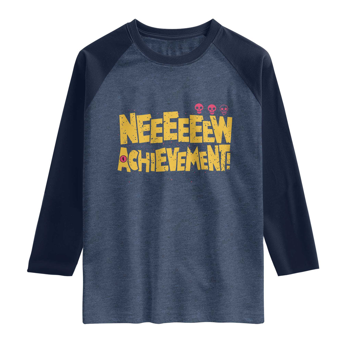 New Achievement Raglan Shirt Funny Sci-Fi Book Lover TS14 Heather Denim Navy Print Your Wear