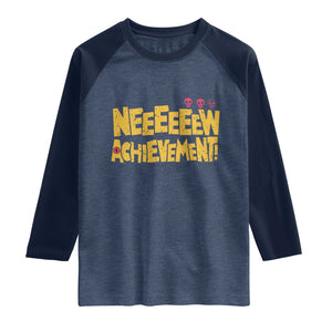 New Achievement Raglan Shirt Funny Sci-Fi Book Lover TS14 Heather Denim Navy Print Your Wear