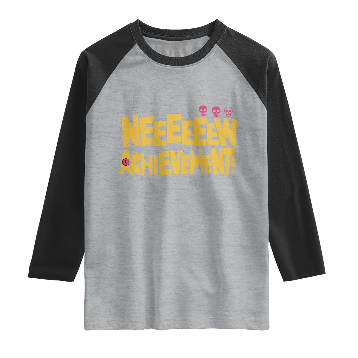 New Achievement Raglan Shirt Funny Sci-Fi Book Lover TS14 Heather Gray Black Print Your Wear