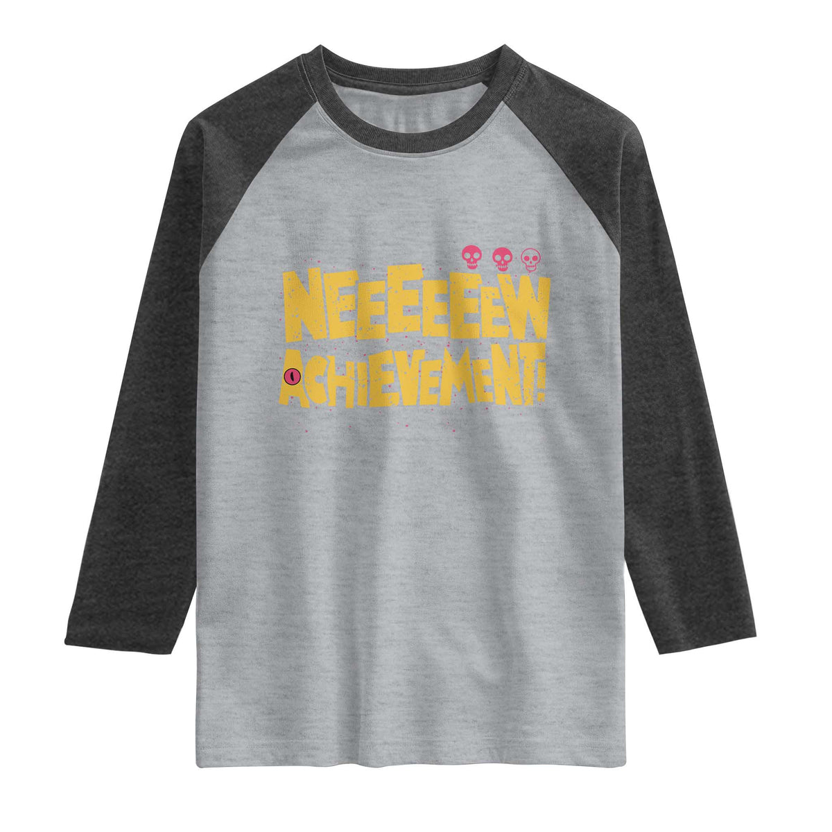 New Achievement Raglan Shirt Funny Sci-Fi Book Lover TS14 Heather Gray Heather Charcoal Print Your Wear