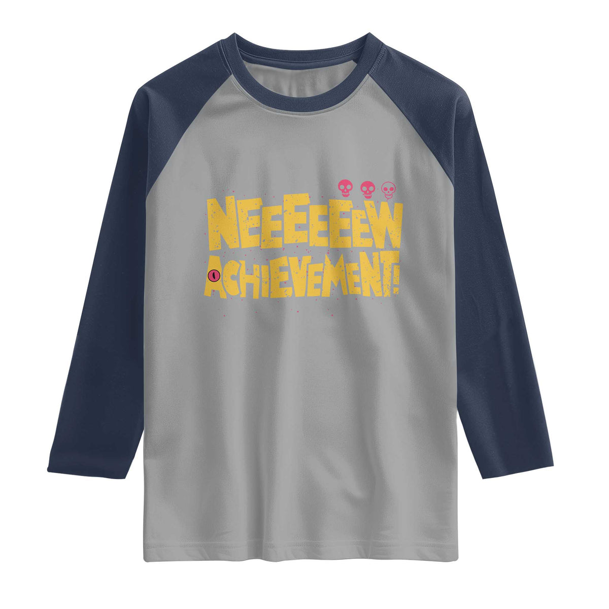 New Achievement Raglan Shirt Funny Sci-Fi Book Lover TS14 Sport Gray Navy Print Your Wear