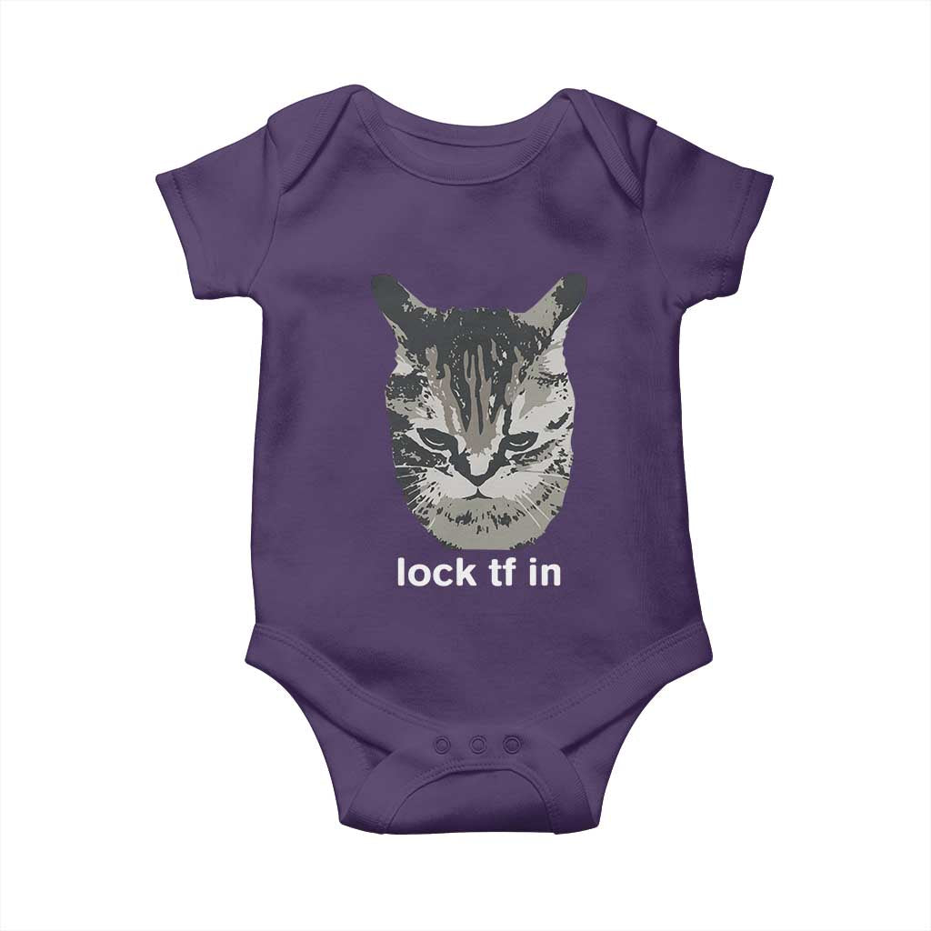 Lock TF In Cat Baby Onesie Funny Gen Z Meme TS14 Purple Print Your Wear