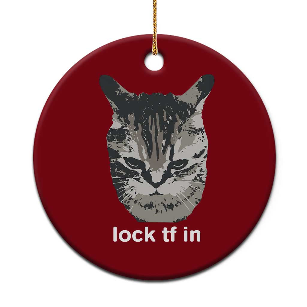 Lock TF In Cat Ceramic Ornament Funny Gen Z Meme TS14 1pc Red Print Your Wear