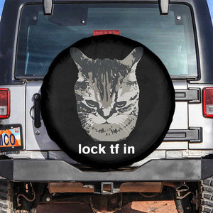 Lock TF In Cat Spare Tire Cover Funny Gen Z Meme TS14 No hole Black Print Your Wear