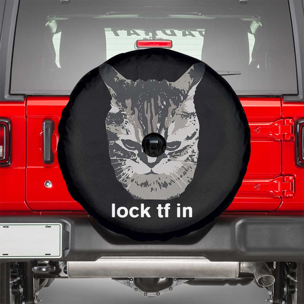 Lock TF In Cat Spare Tire Cover Funny Gen Z Meme TS14 Black Print Your Wear