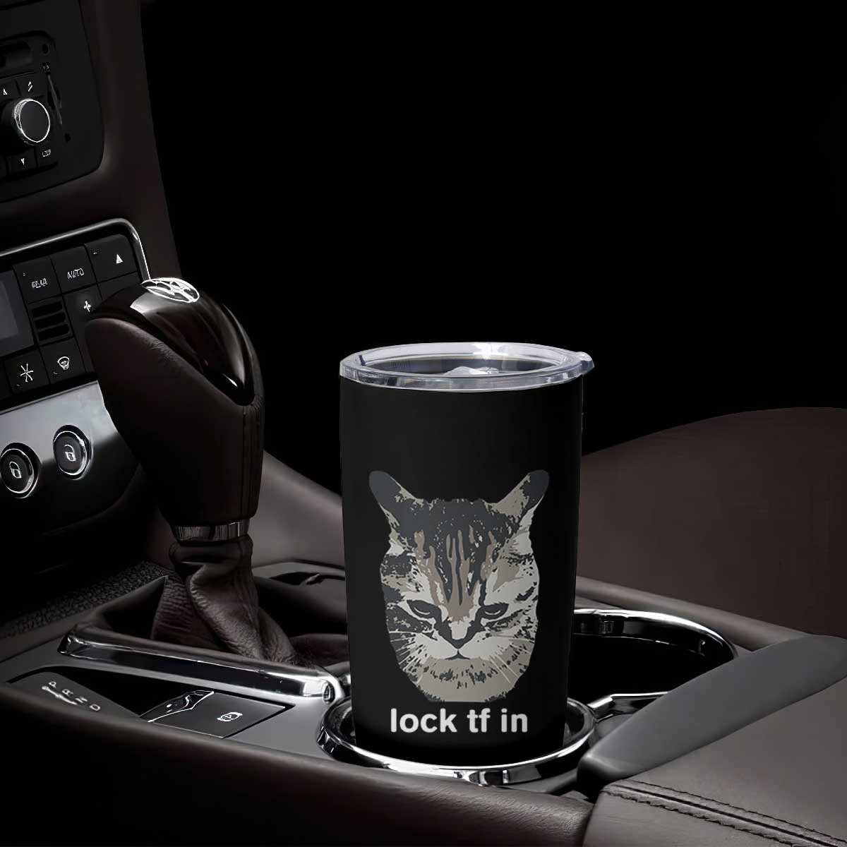 Lock TF In Cat Tumbler Cup Funny Gen Z Meme TS14 Print Your Wear