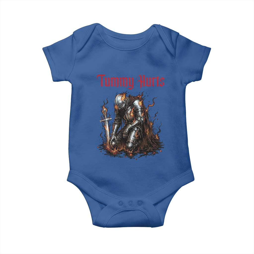 Tummy Hurts Baby Onesie Funny Medieval Knight Dark Humor TS14 Royal Blue Print Your Wear