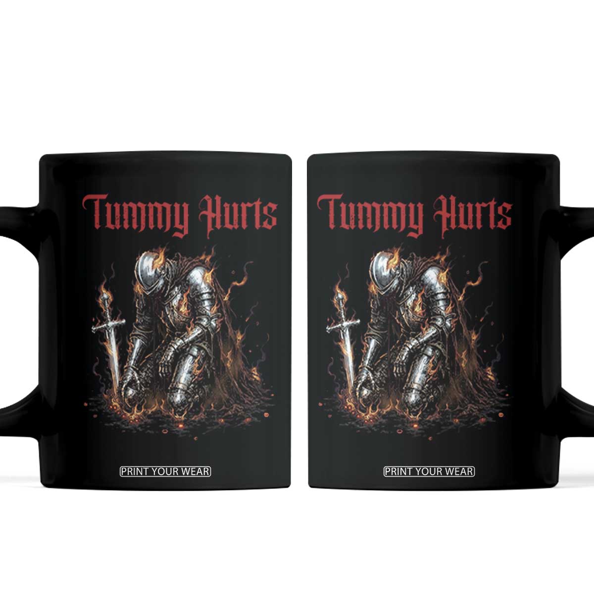 Tummy Hurts Coffee Mug Funny Medieval Knight Dark Humor