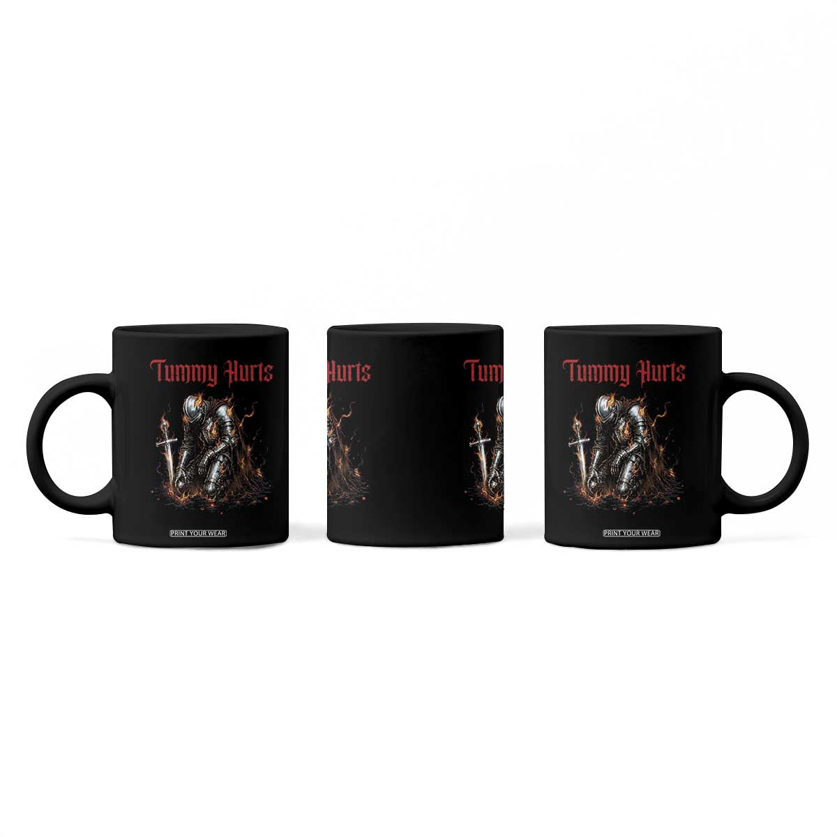 Tummy Hurts Coffee Mug Funny Medieval Knight Dark Humor