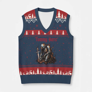 Tummy Hurts V-Neck Knit Sweater Vest Funny Medieval Knight Dark Humor TS14 Navy Red Print Your Wear