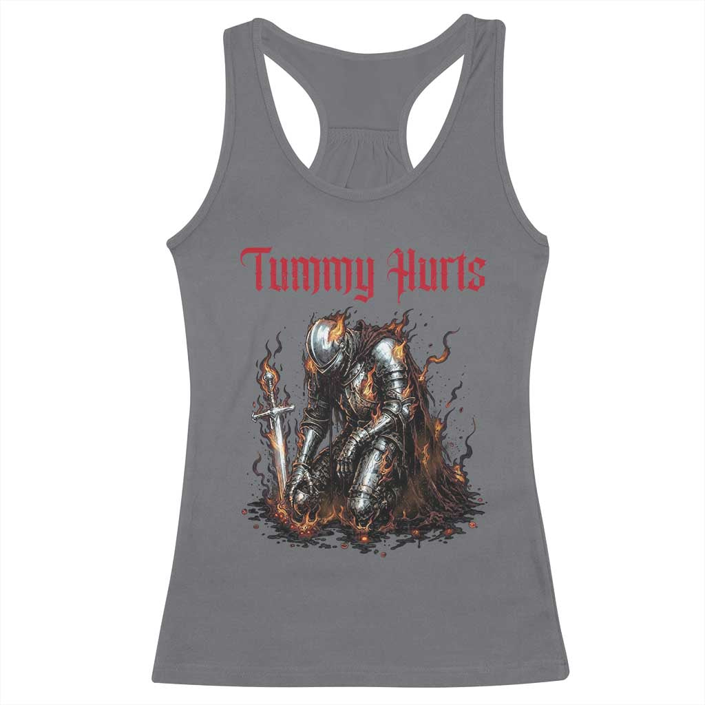 Tummy Hurts Racerback Tank Top Funny Medieval Knight Dark Humor