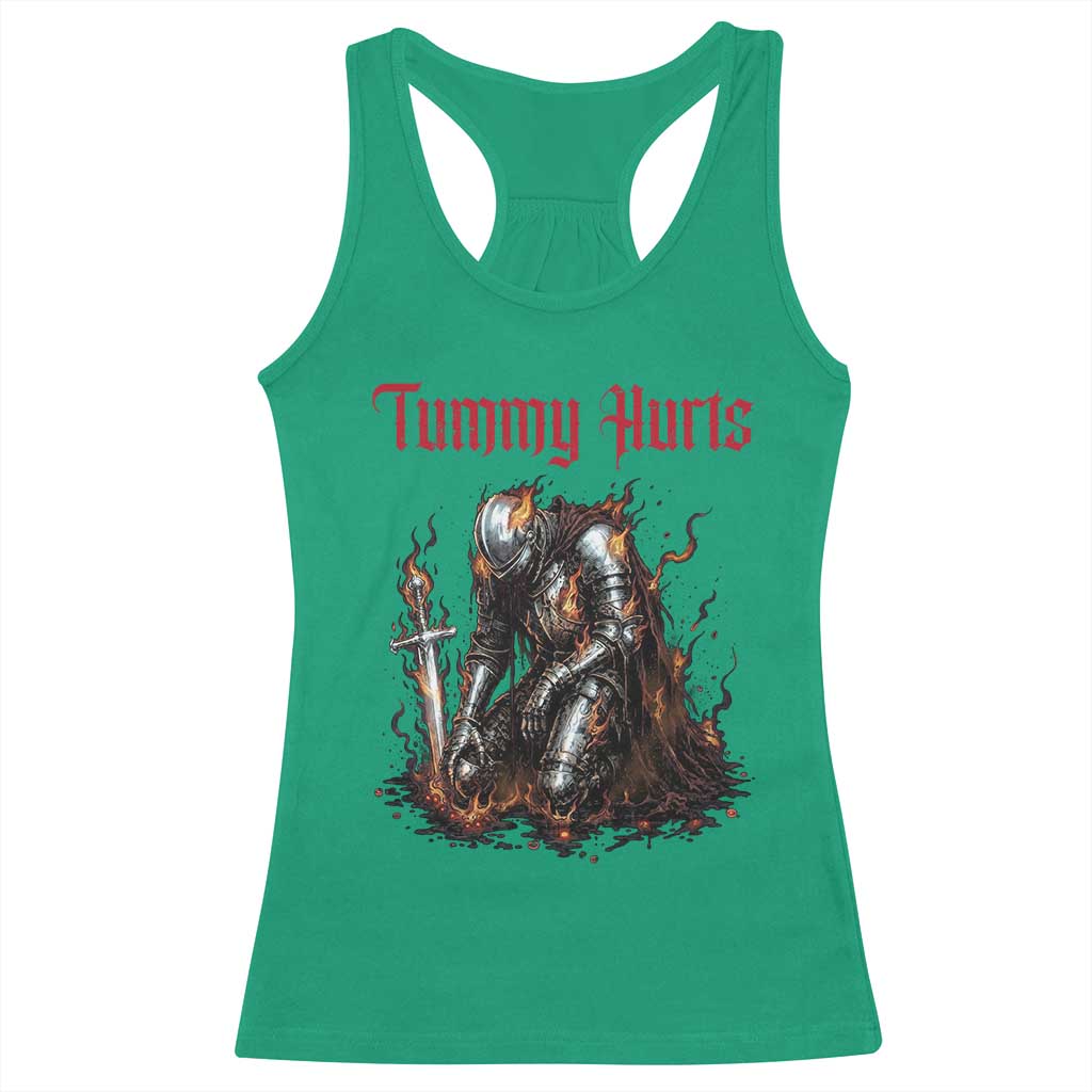 Tummy Hurts Racerback Tank Top Funny Medieval Knight Dark Humor