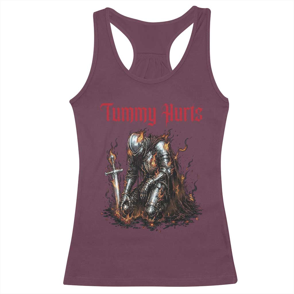 Tummy Hurts Racerback Tank Top Funny Medieval Knight Dark Humor