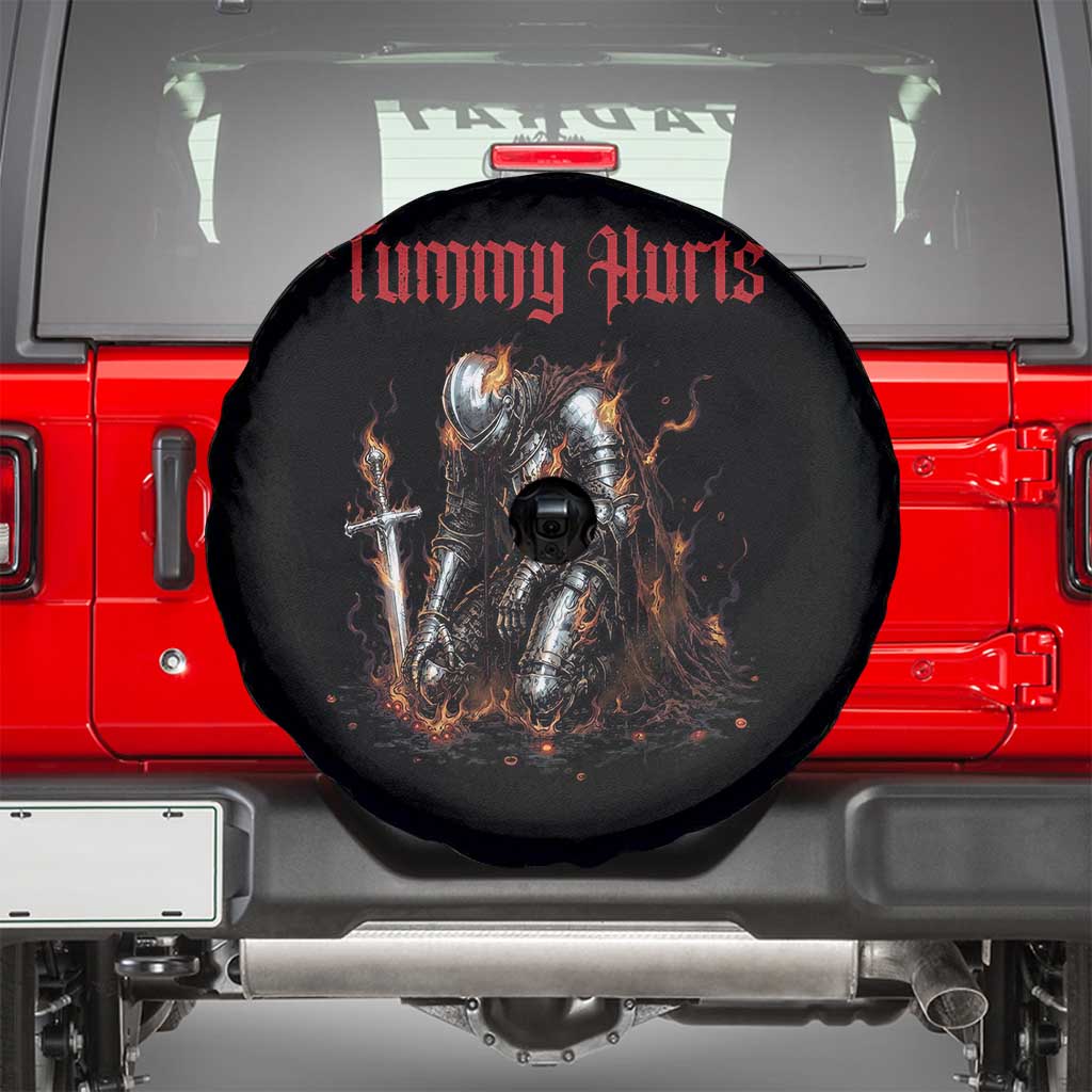 Tummy Hurts Spare Tire Cover Funny Medieval Knight Dark Humor TS14 Black Print Your Wear