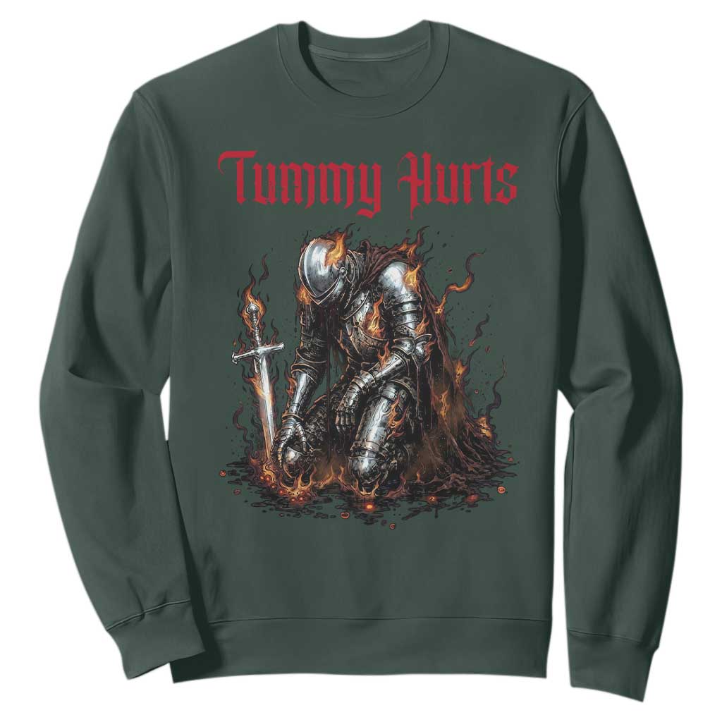 Tummy Hurts Sweatshirt Funny Medieval Knight Dark Humor