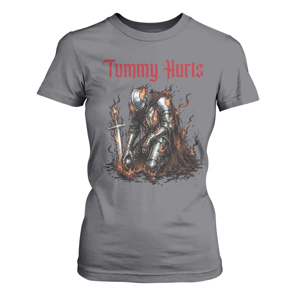 Tummy Hurts T Shirt For Women Funny Medieval Knight Dark Humor TS14 Charcoal Print Your Wear
