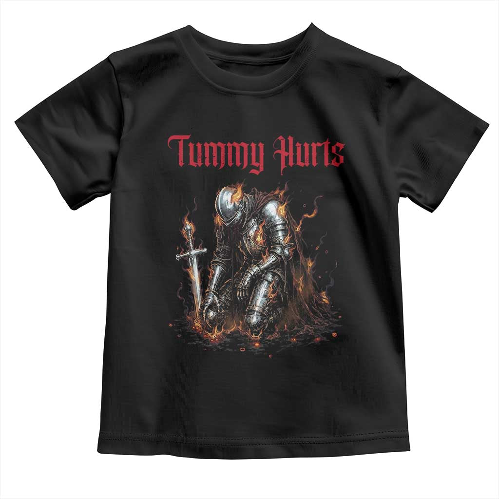 Tummy Hurts Toddler T Shirt Funny Medieval Knight Dark Humor TS14 Black Print Your Wear