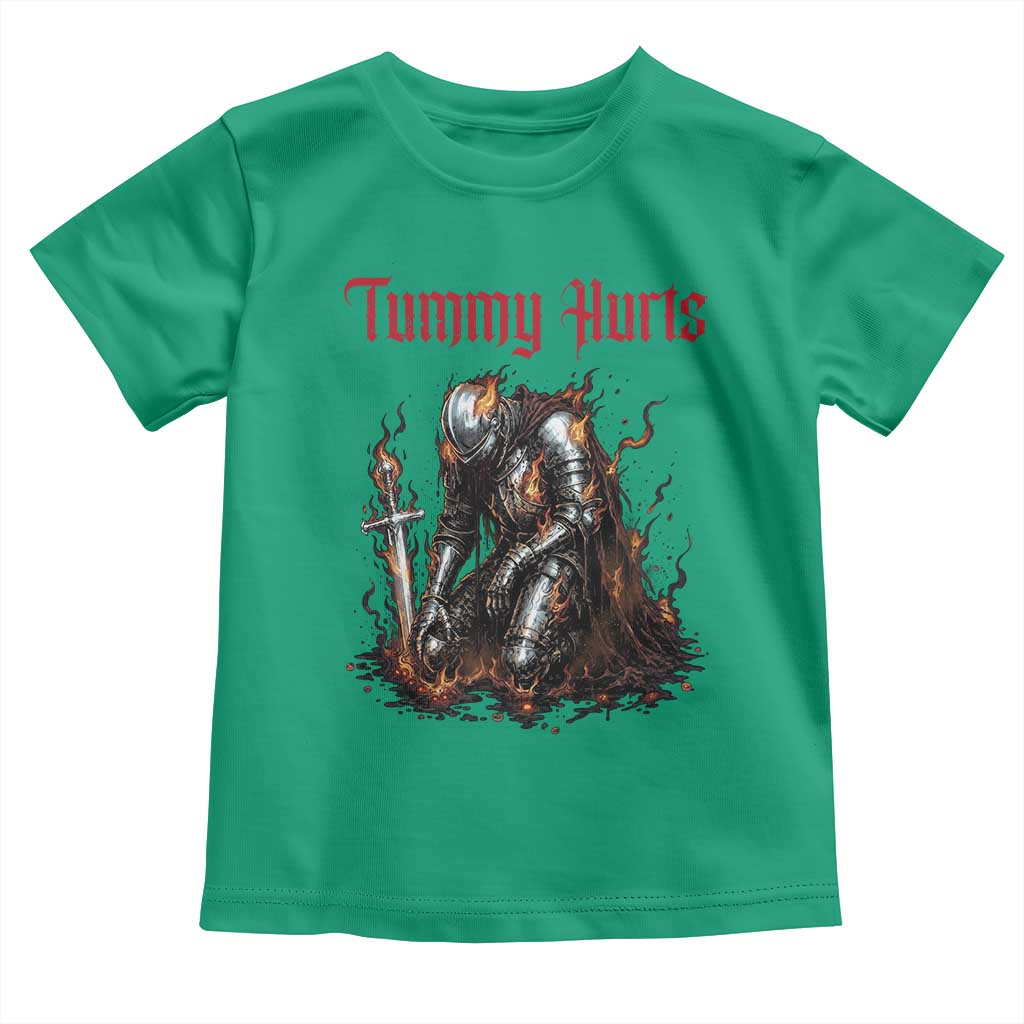 Tummy Hurts Toddler T Shirt Funny Medieval Knight Dark Humor TS14 Irish Green Print Your Wear