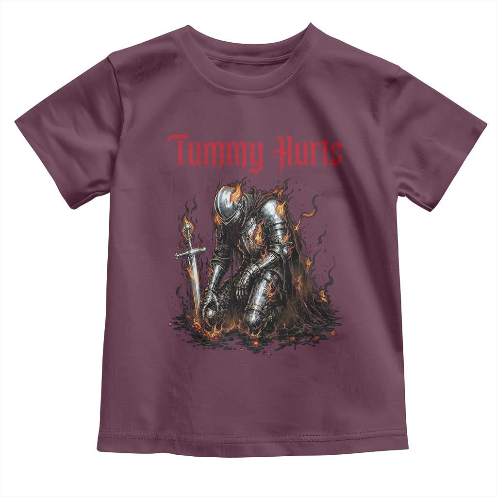Tummy Hurts Toddler T Shirt Funny Medieval Knight Dark Humor TS14 Maroon Print Your Wear