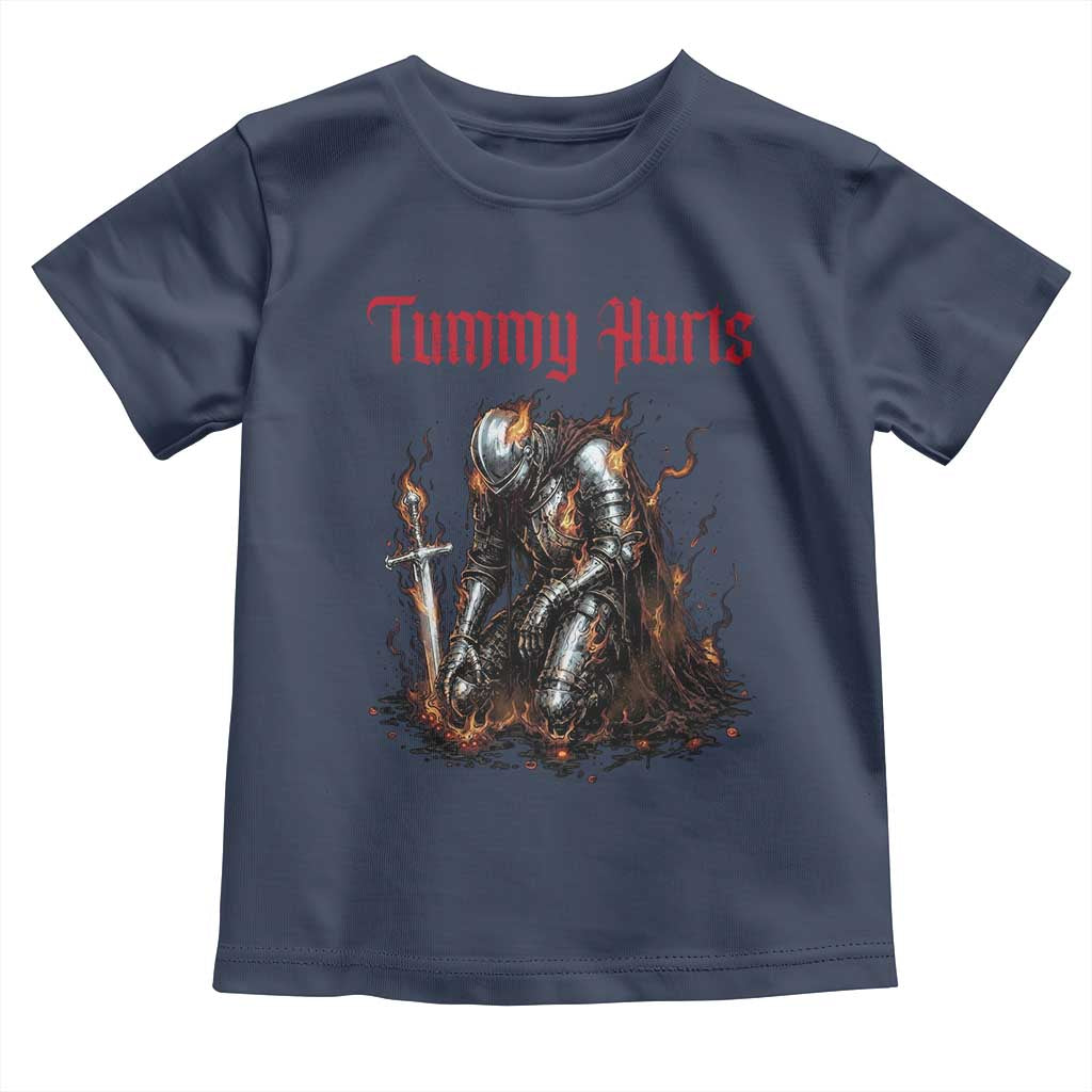 Tummy Hurts Toddler T Shirt Funny Medieval Knight Dark Humor TS14 Navy Print Your Wear