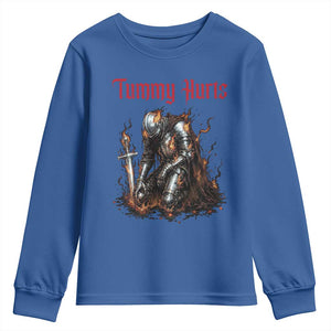 Tummy Hurts Youth Sweatshirt Funny Medieval Knight Dark Humor TS14 Royal Blue Print Your Wear