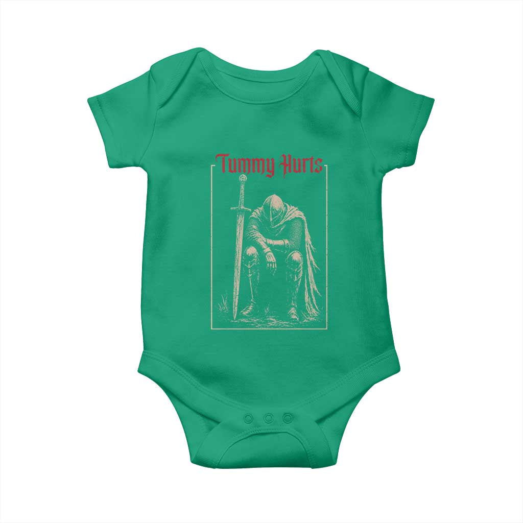 Tummy Hurts Baby Onesie Funny Medieval Knight Dark Meme TS14 Irish Green Print Your Wear