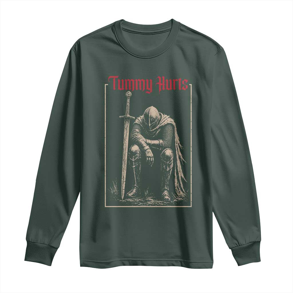 Tummy Hurts Long Sleeve Shirt Funny Medieval Knight Dark Meme