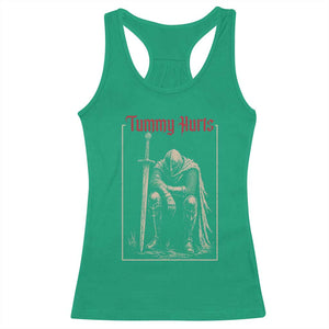 Tummy Hurts Racerback Tank Top Funny Medieval Knight Dark Meme