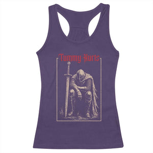 Tummy Hurts Racerback Tank Top Funny Medieval Knight Dark Meme