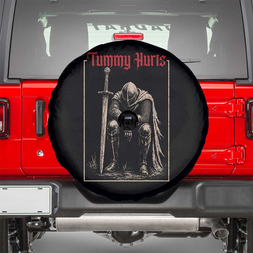 Tummy Hurts Spare Tire Cover Funny Medieval Knight Dark Meme TS14 Black Print Your Wear