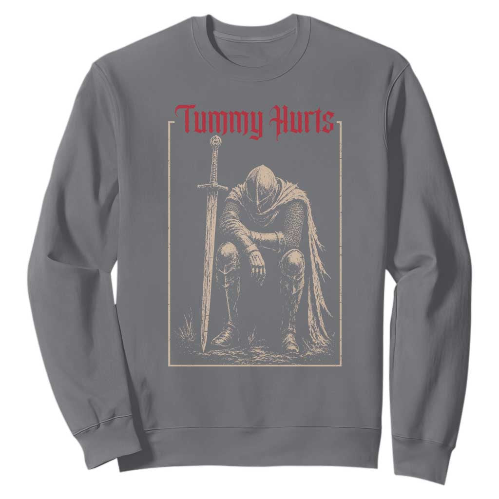 Tummy Hurts Sweatshirt Funny Medieval Knight Dark Meme TS14 Charcoal Print Your Wear