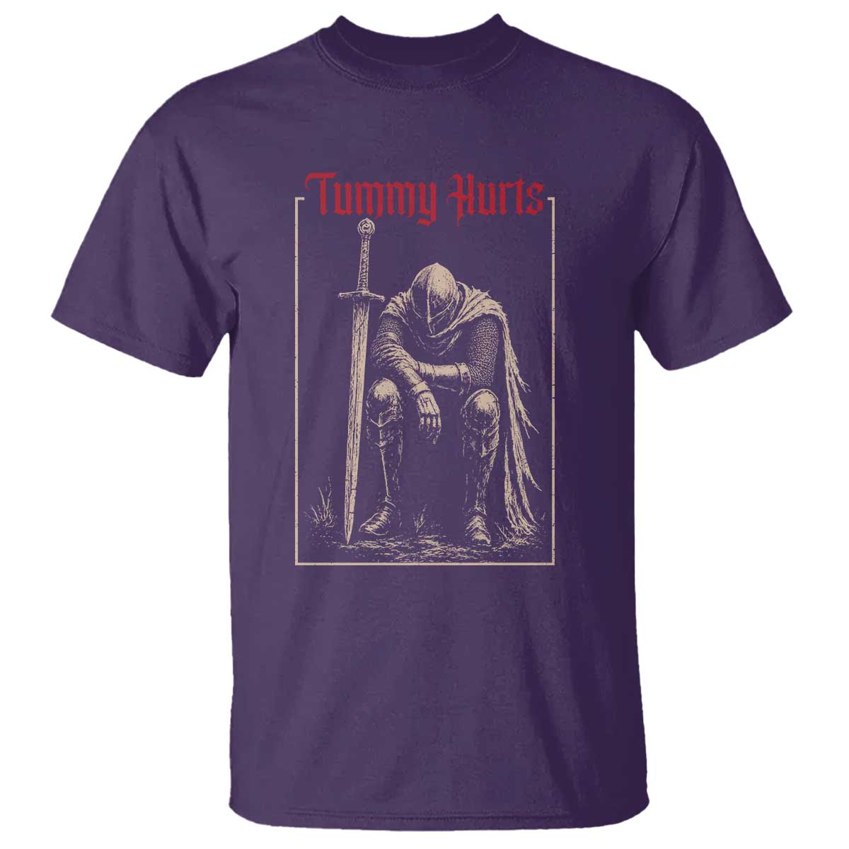 Tummy Hurts T Shirt Funny Medieval Knight Dark Meme TS14 Purple Print Your Wear