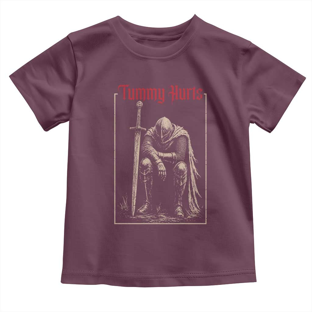 Tummy Hurts Toddler T Shirt Funny Medieval Knight Dark Meme TS14 Maroon Print Your Wear