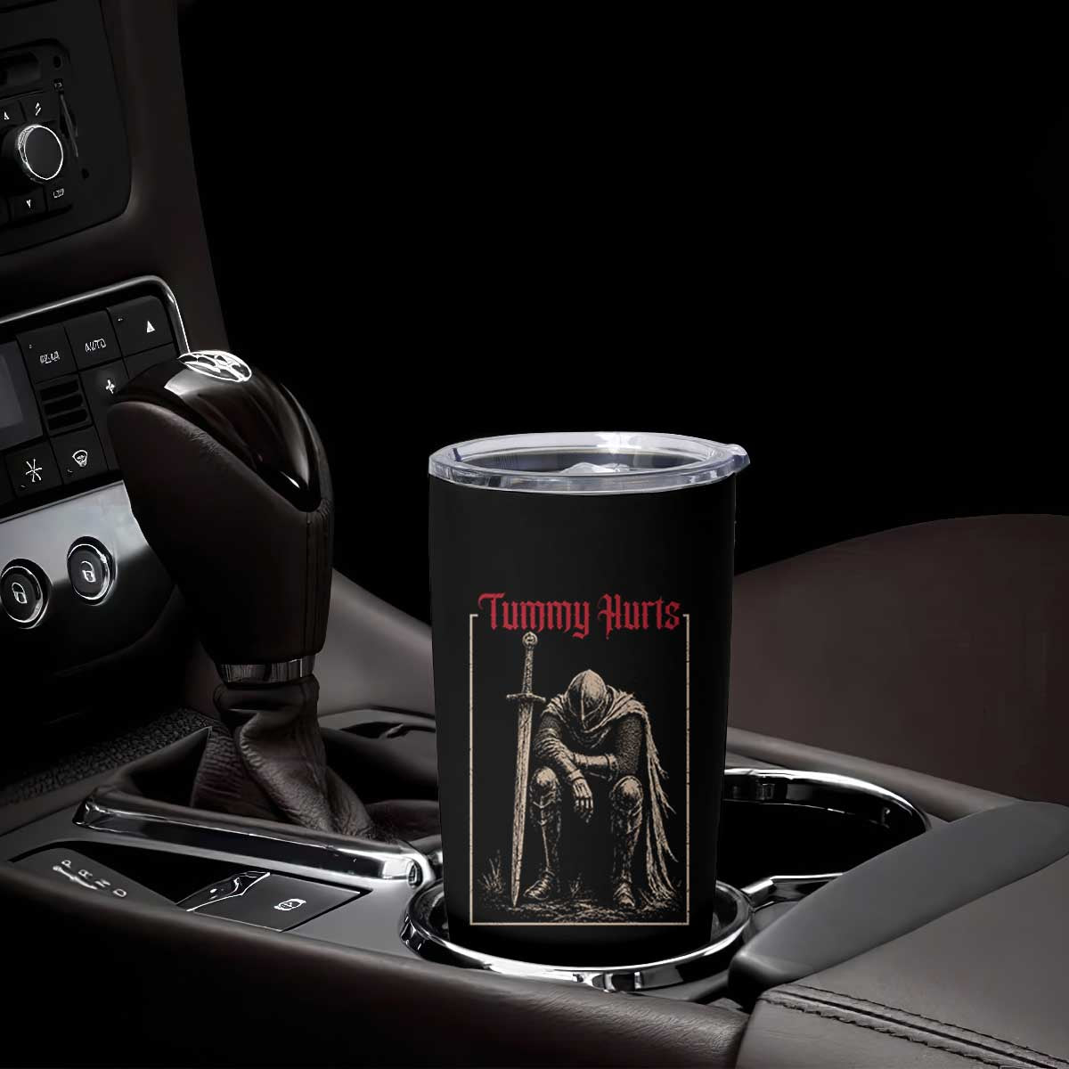 Tummy Hurts Tumbler Cup Funny Medieval Knight Dark Meme