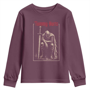 Tummy Hurts Youth Sweatshirt Funny Medieval Knight Dark Meme TS14 Maroon Print Your Wear