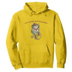 Off to Wrangle My Feral Grandkids Hoodie Funny Cowboy Frog Grandpa Western Meme