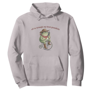 Off to Wrangle My Feral Grandkids Hoodie Funny Cowboy Frog Grandpa Western Meme