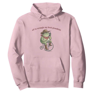 Off to Wrangle My Feral Grandkids Hoodie Funny Cowboy Frog Grandpa Western Meme