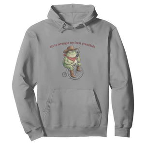 Off to Wrangle My Feral Grandkids Hoodie Funny Cowboy Frog Grandpa Western Meme