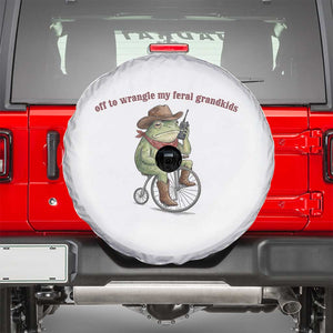 Off to Wrangle My Feral Grandkids Spare Tire Cover Funny Cowboy Frog Grandpa Western Meme