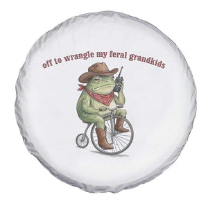 Off to Wrangle My Feral Grandkids Spare Tire Cover Funny Cowboy Frog Grandpa Western Meme
