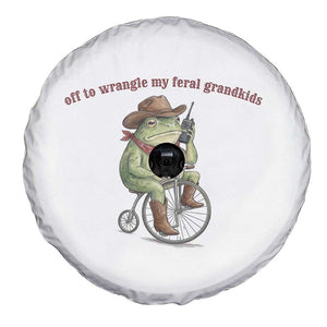 Off to Wrangle My Feral Grandkids Spare Tire Cover Funny Cowboy Frog Grandpa Western Meme