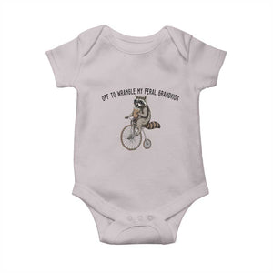 Off To Wranglin My Feral Grandkids Baby Onesie Funny Raccoon Grandpa Father's Day Gift TS14 Ice Gray Print Your Wear