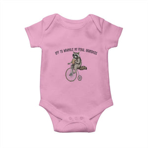 Off To Wranglin My Feral Grandkids Baby Onesie Funny Raccoon Grandpa Father's Day Gift TS14 Light Pink Print Your Wear