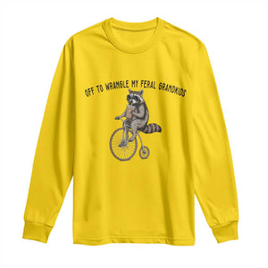 Off To Wranglin My Feral Grandkids Long Sleeve Shirt Funny Raccoon Grandpa Father's Day Gift TS14 Daisy Print Your Wear