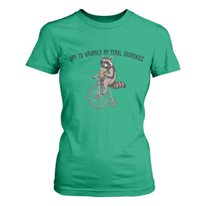 Off To Wranglin My Feral Grandkids T Shirt For Women Funny Raccoon Grandpa Father's Day Gift TS14 Irish Green Print Your Wear