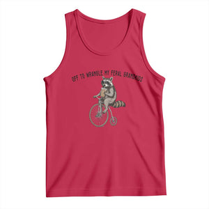 Off To Wranglin My Feral Grandkids Tank Top Funny Raccoon Grandpa Father's Day Gift