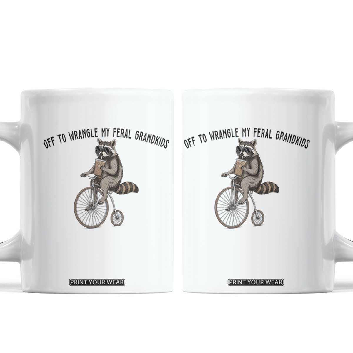 Off To Wranglin My Feral Grandkids Coffee Mug Funny Raccoon Grandpa Father's Day Gift