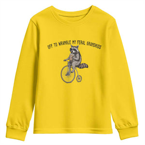 Off To Wranglin My Feral Grandkids Youth Sweatshirt Funny Raccoon Grandpa Father's Day Gift TS14 Daisy Print Your Wear